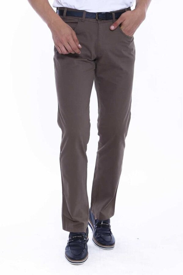 WSS Plain Covered Pocket Suede Brown Men Pants  - Slatina