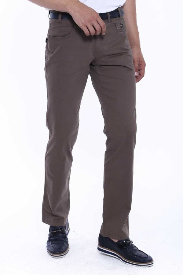 WSS Plain Covered Pocket Suede Brown Men Pants  - Slatina