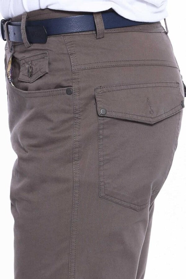 WSS Plain Covered Pocket Suede Brown Men Pants  - Slatina
