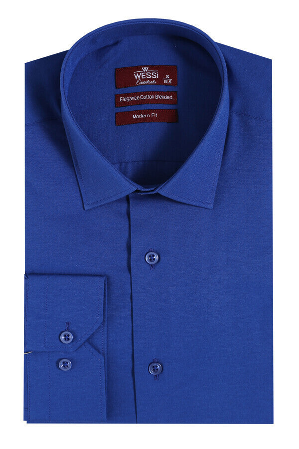 WSS Plain Long Sleeves Indigo Blue Men Shirt  - Mechelen-aan-de-Maas