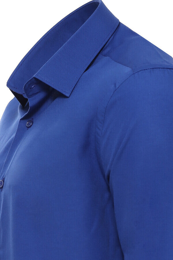 WSS Plain Long Sleeves Indigo Blue Men Shirt  - Mechelen-aan-de-Maas