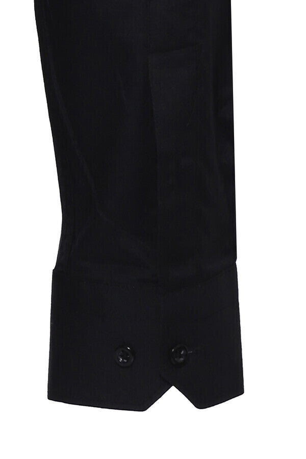 WSS Plain Long Sleeves Regular Fit Black Men Shirt  - Schertz