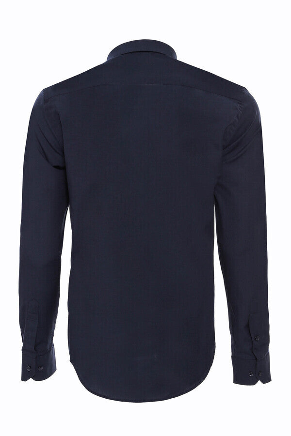 WSS Plain Long Sleeves Regular Fit Navy Blue Men Shirt  - Savona