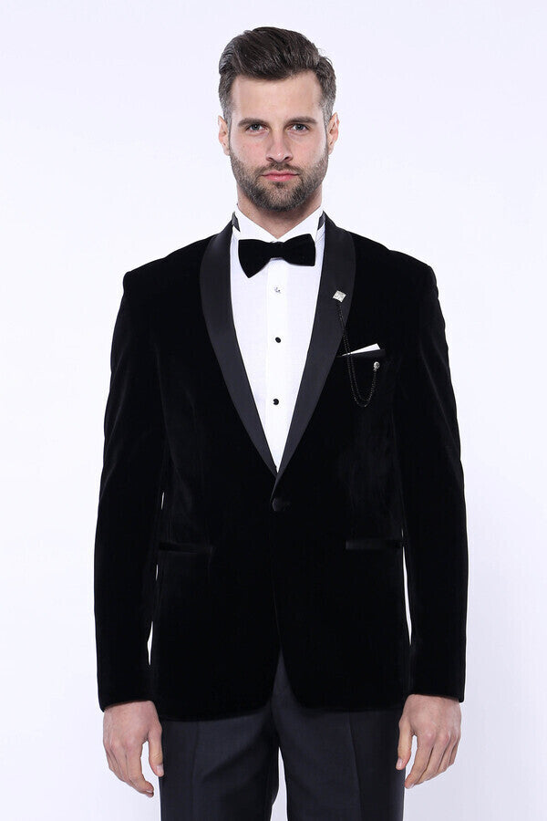 WSS Copy of Plain Velvet Black Blazer  - Mount Vernon