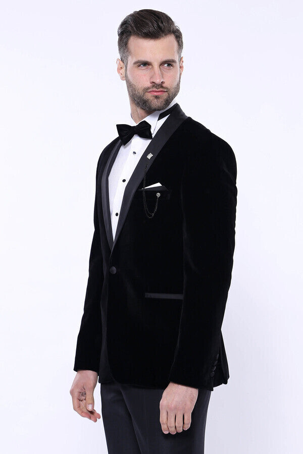 WSS Copy of Plain Velvet Black Blazer  - Mount Vernon