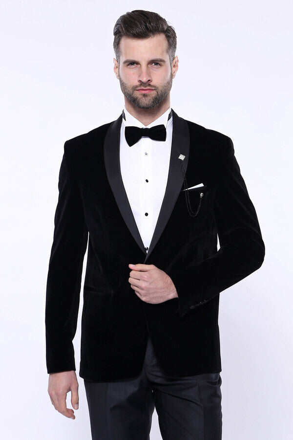 WSS Copy of Plain Velvet Black Blazer  - Mount Vernon