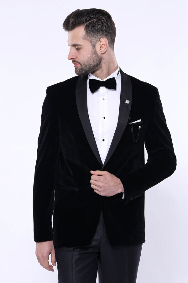WSS Copy of Plain Velvet Black Blazer  - Mount Vernon