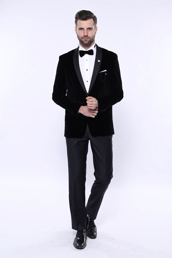 WSS Copy of Plain Velvet Black Blazer  - Mount Vernon