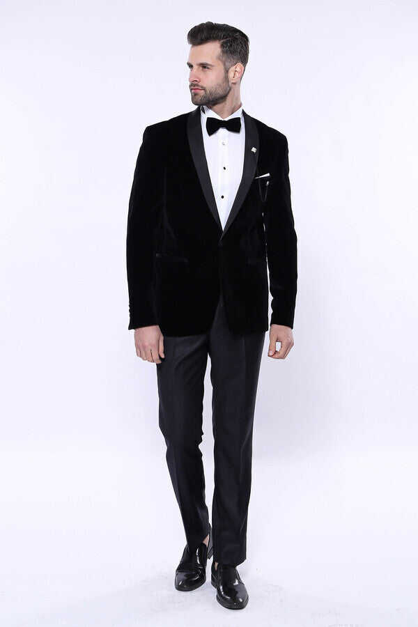 WSS Copy of Plain Velvet Black Blazer  - Mount Vernon