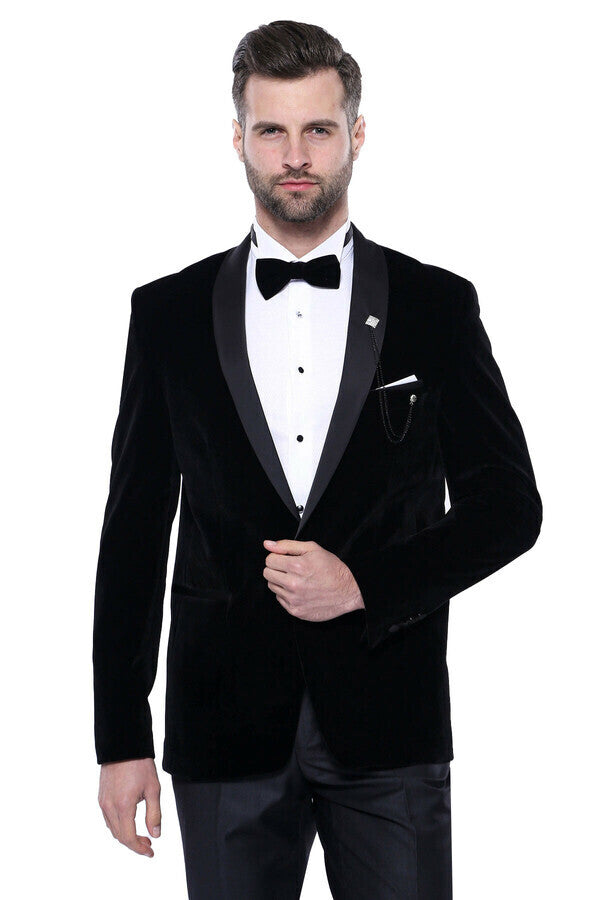WSS Copy of Plain Velvet Black Blazer  - Mount Vernon