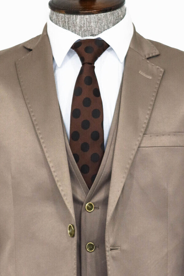WSS Plain Vested Light Brown Men Suit  - El Ejido