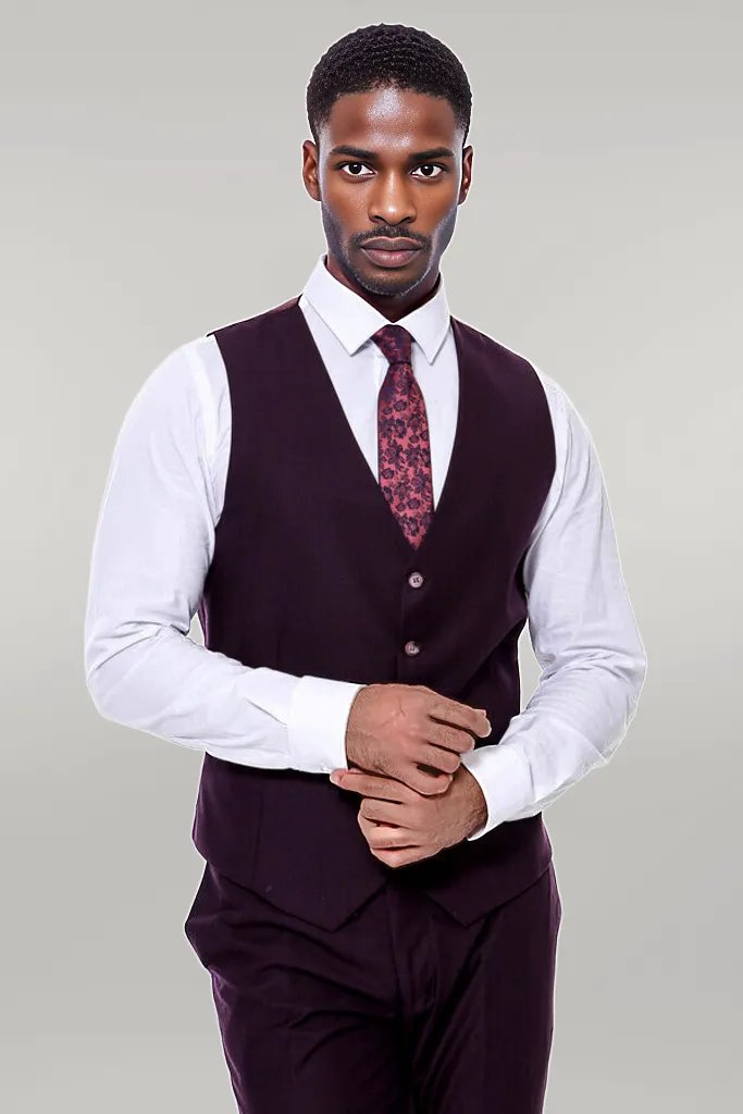 WSS Plain Wide Lapel Burgundy Men Suit  - Póvoa de Varzim