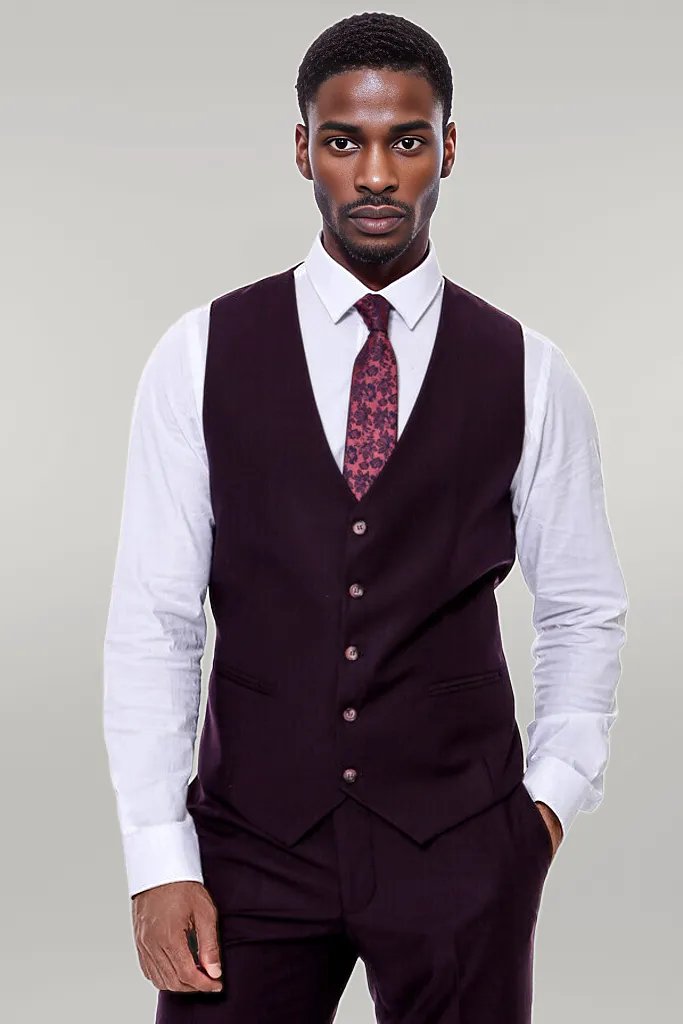 WSS Plain Wide Lapel Burgundy Men Suit  - Póvoa de Varzim