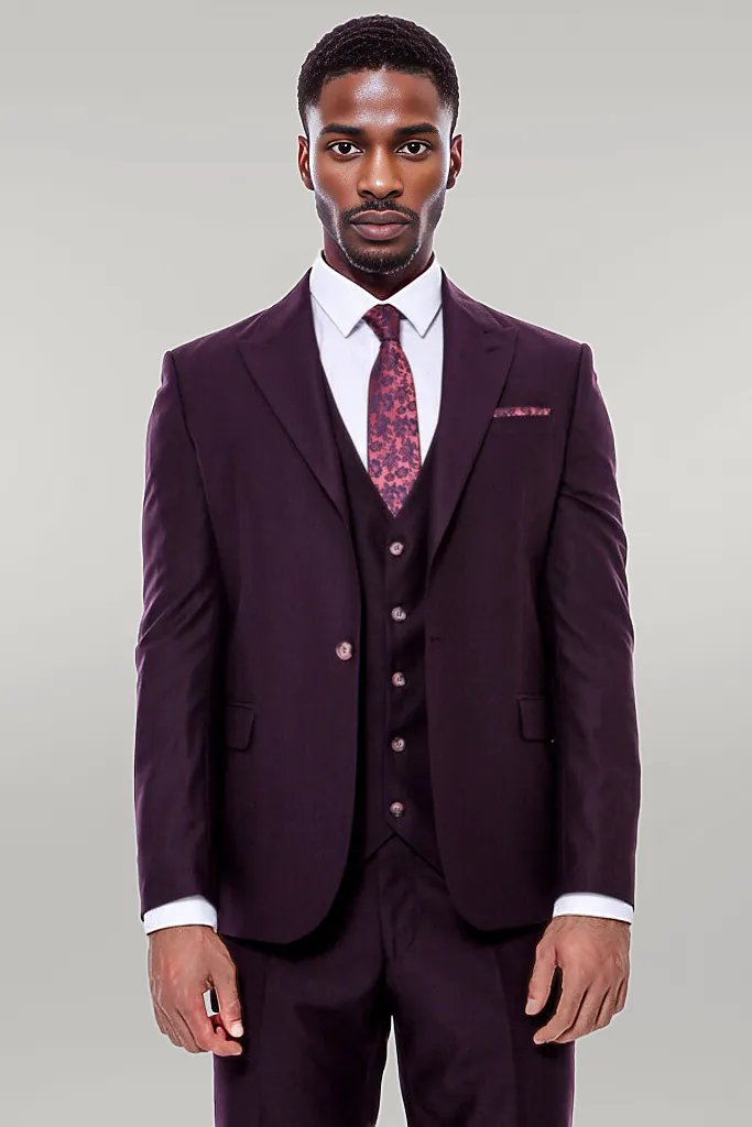 WSS Plain Wide Lapel Burgundy Men Suit  - Póvoa de Varzim