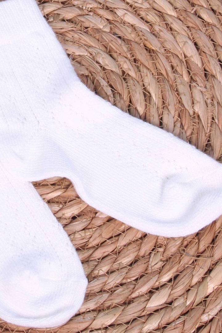 BRE Platinum Girl Child Socket Socks Openwork 3-7 Years, White - Alhaurín de la Torre