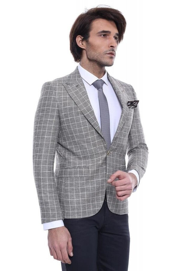 WSS Single Button Peak Collar Beige Blazer  - Cupertino