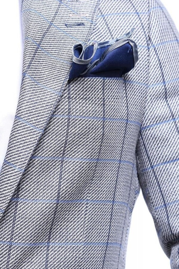WSS Single Button Pointed Collar Grey Blazer  - Singen