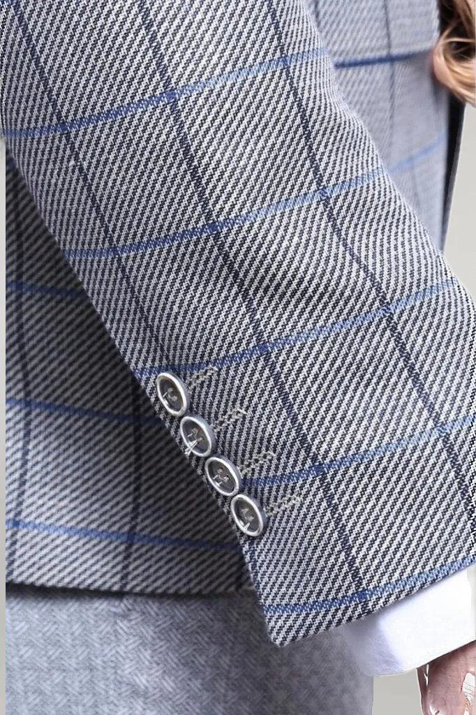 WSS Single Button Pointed Collar Grey Blazer  - Singen