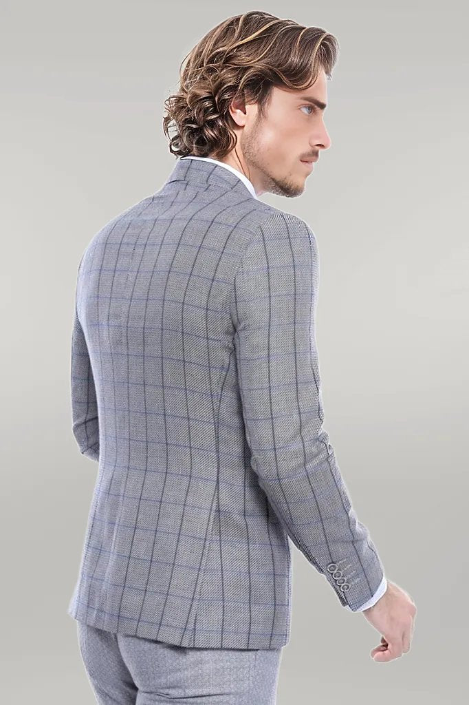 WSS Single Button Pointed Collar Grey Blazer  - Singen