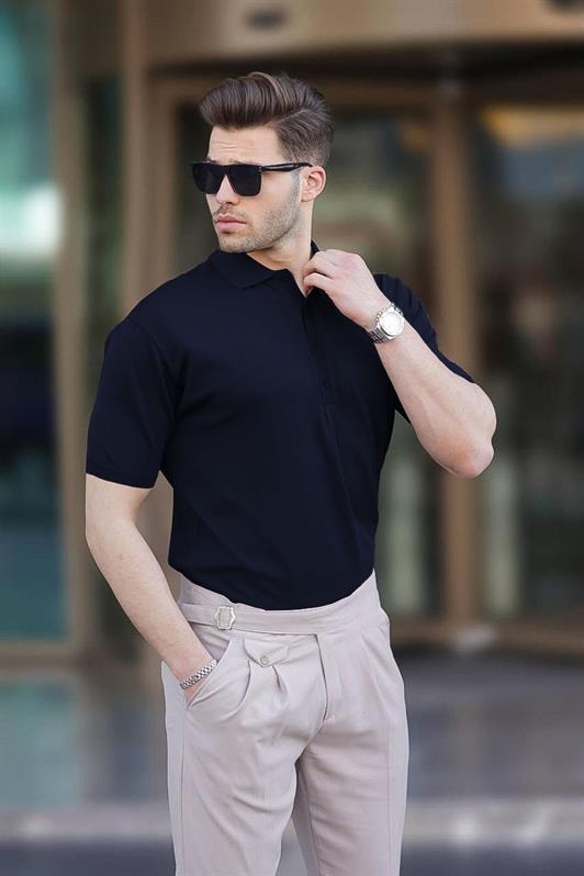 MDX Lacivert Erkek Polo Yaka Düz Tişört 6878 - Springfield