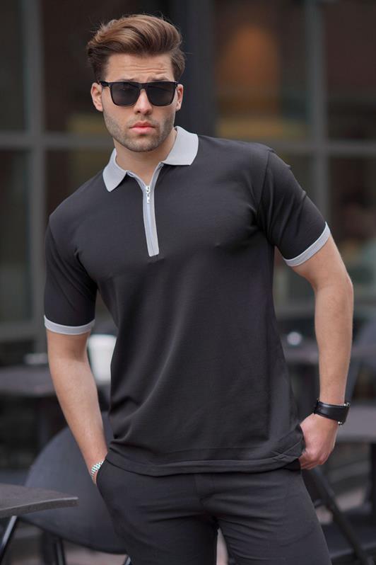 MDX Black Zipper Detail Polo Neck Men's T-shirt 6880 - Velsen-Zuid