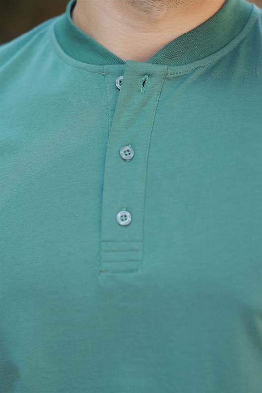 MDX Green Judge Collar Button Detailed Short Sleeve T-Shirt 7021 - Dublin