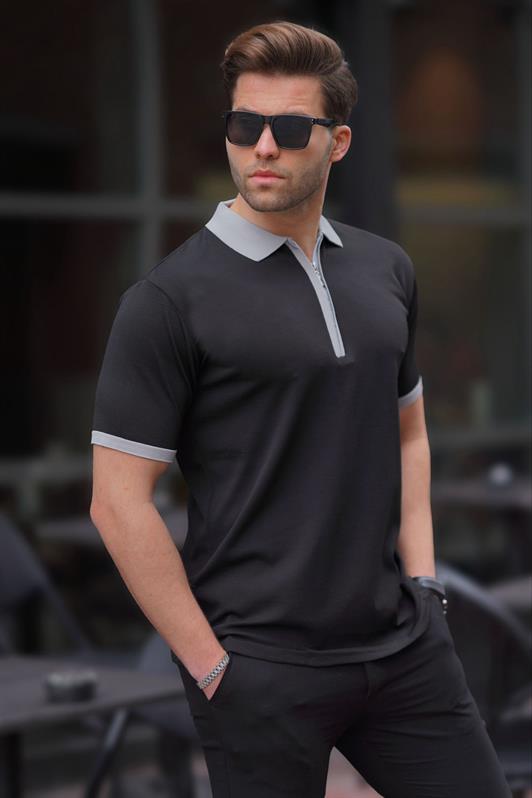 MDX Black Zipper Detail Polo Neck Men's T-shirt 6880 - Velsen-Zuid