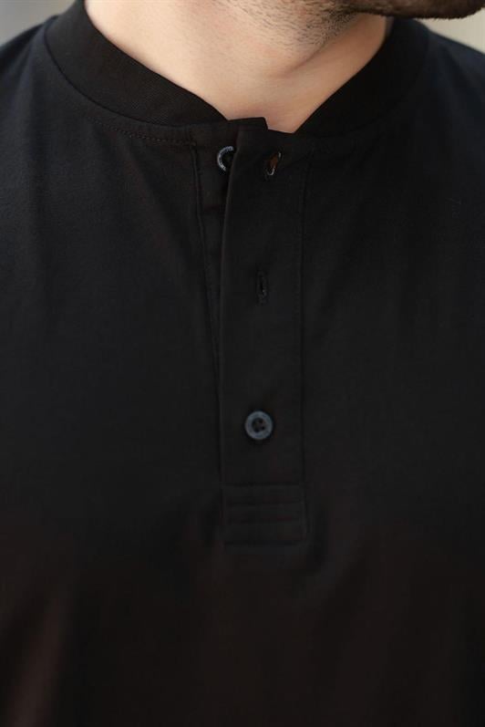 MDX Black Judge Collar Button Detailed Short Sleeve T-Shirt 7021 - Brussels