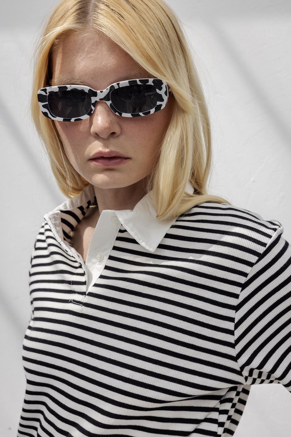 BSL Women Polo Neck Striped Balloon Tshirt - Chandler