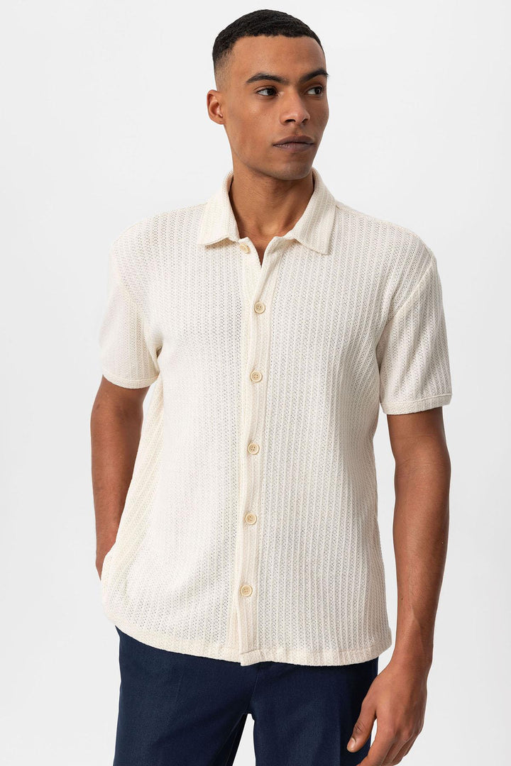 ANT Polo Neck Knitted Short Sleeve Men's Shirt - Glenrothes