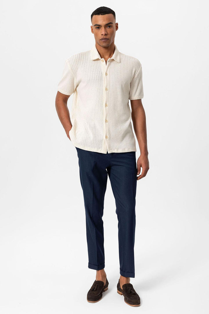 ANT Polo Neck Knitted Short Sleeve Men's Shirt - Glenrothes