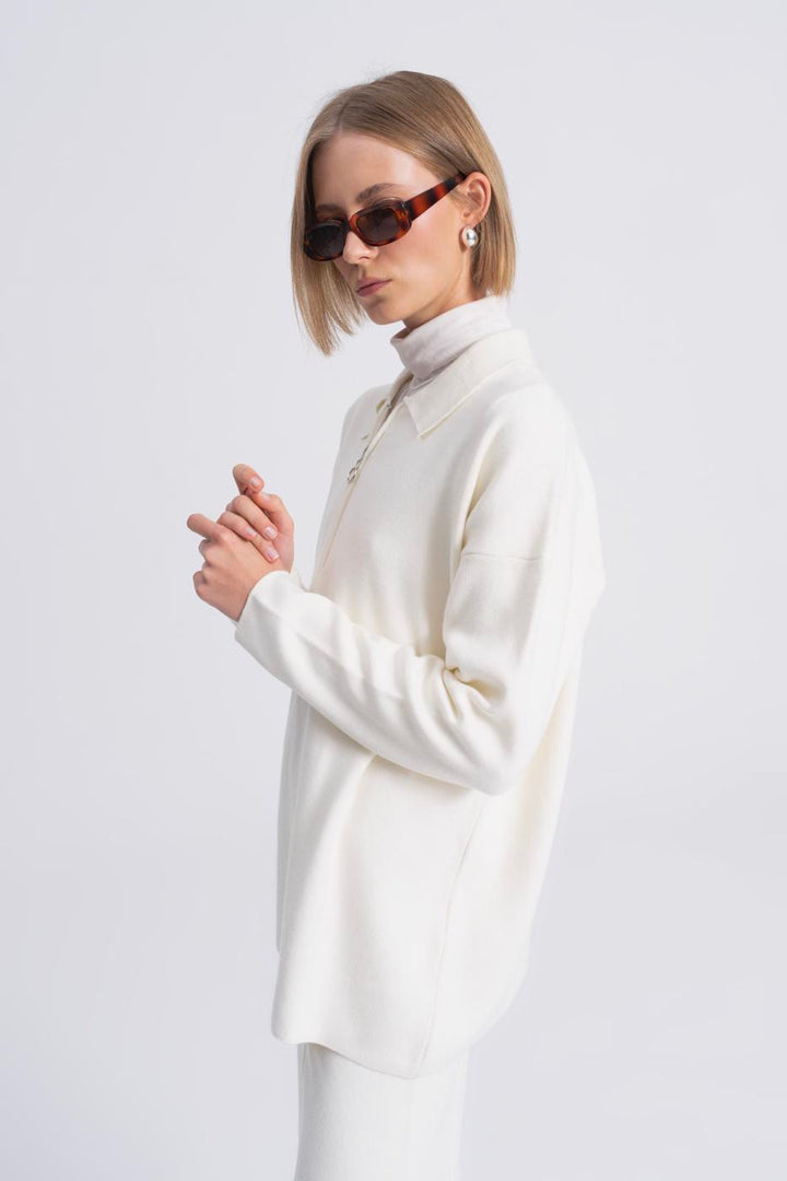 BSL Women Polo Neck Oversize Knitwear Sweater - Lleida