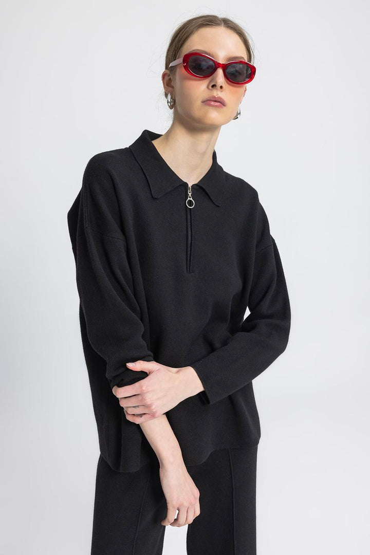BSL Women Polo Neck Oversize Knitwear Sweater - Kaneohe