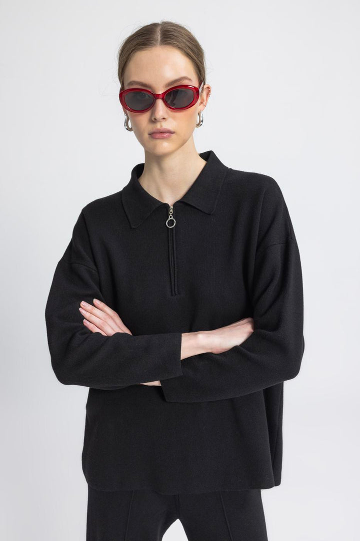 BSL Women Polo Neck Oversize Knitwear Sweater - Kaneohe