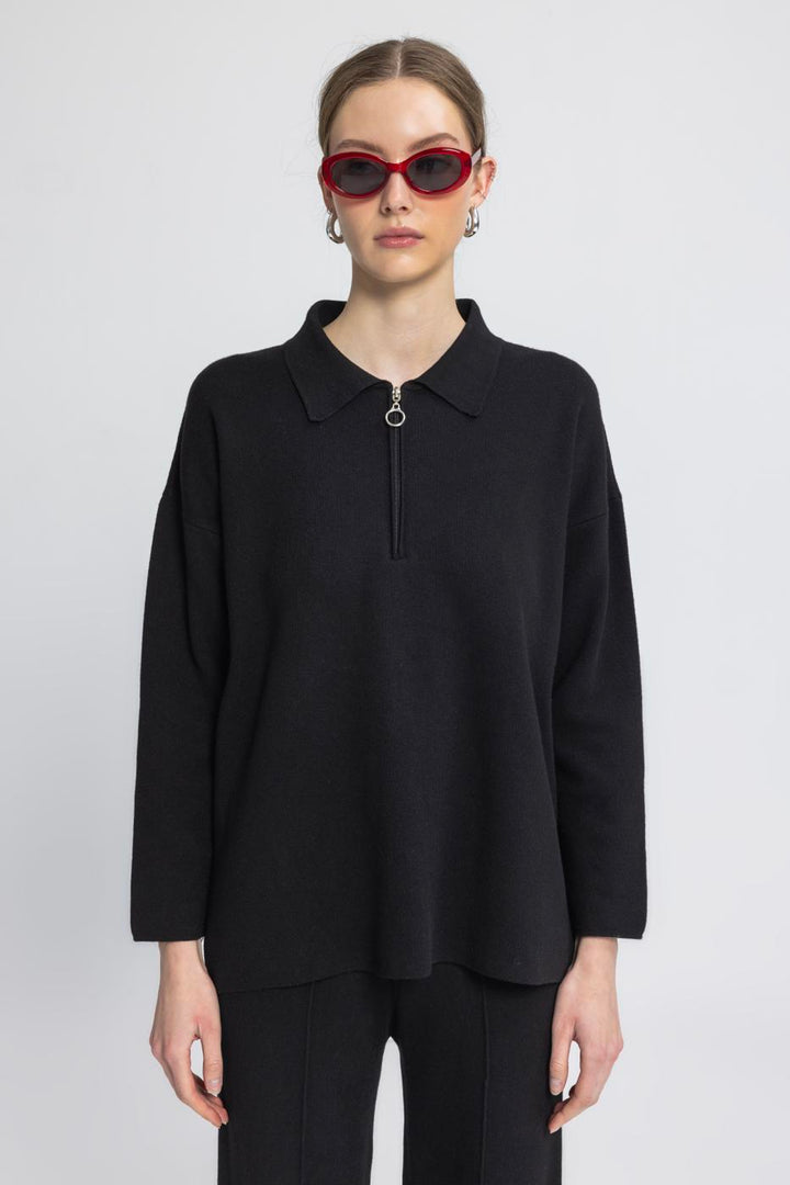 BSL Women Polo Neck Oversize Knitwear Sweater - Kaneohe