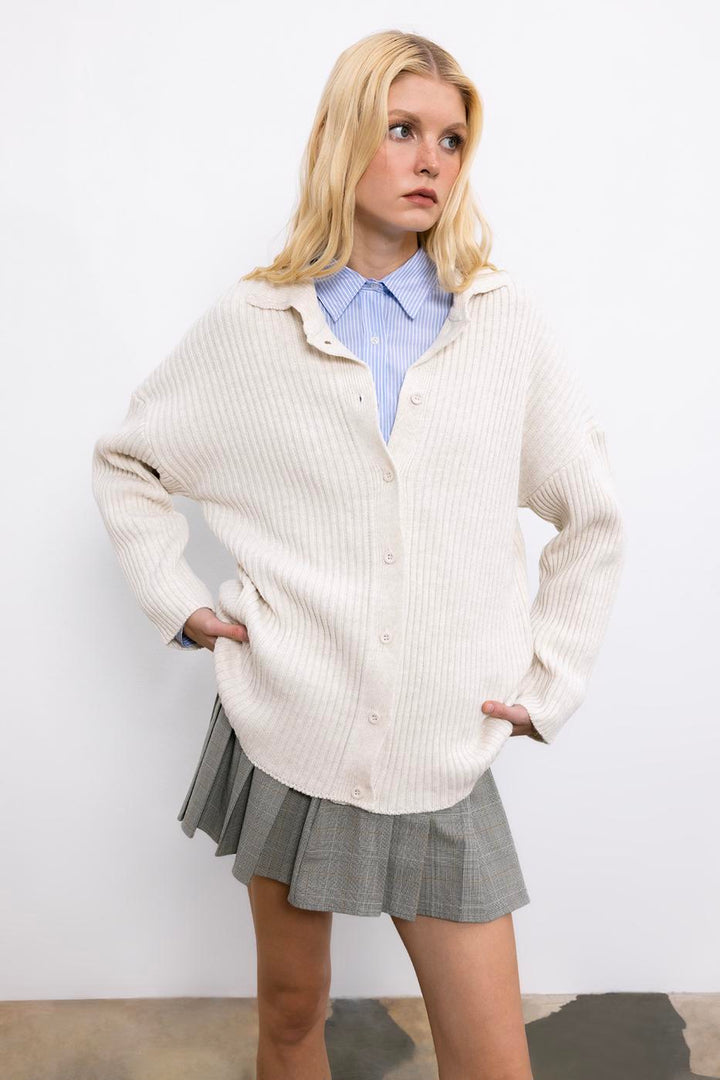 BSL Women Polo Neck Knitwear Cardigan - Berkeley