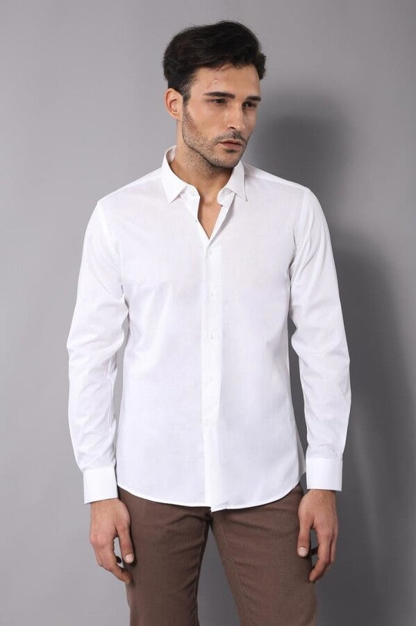 WSS Poly Cotton Slim Fit Cream Shirt  - Ensenada