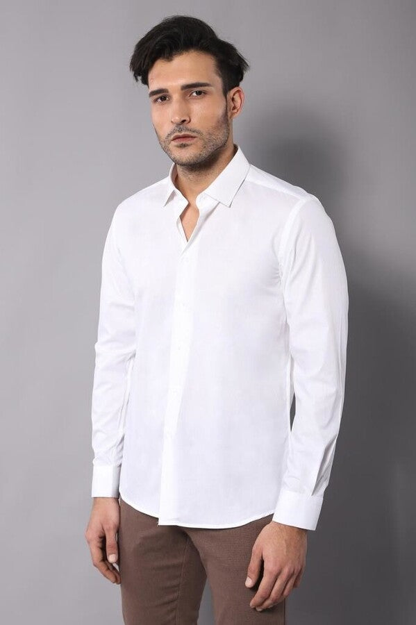 WSS Poly Cotton Slim Fit Cream Shirt  - Ensenada