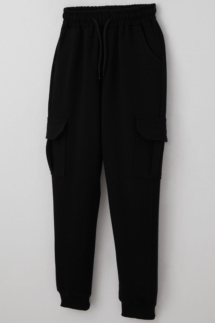 BRE Poyraz Kids Boys' Sweatpants with Cargo Pockets, Drawstring Waistband, and Elastic Waistband, 92 Years, Black - Manalapan