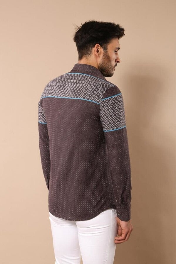 WSS Printed Cotton Brown Shirt  - Plainfield