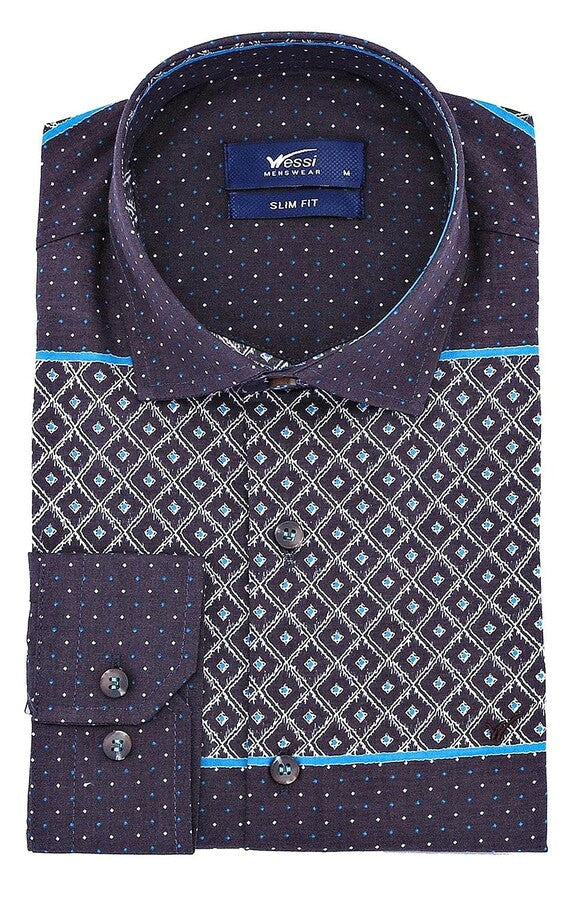 WSS Printed Cotton Brown Shirt  - Plainfield