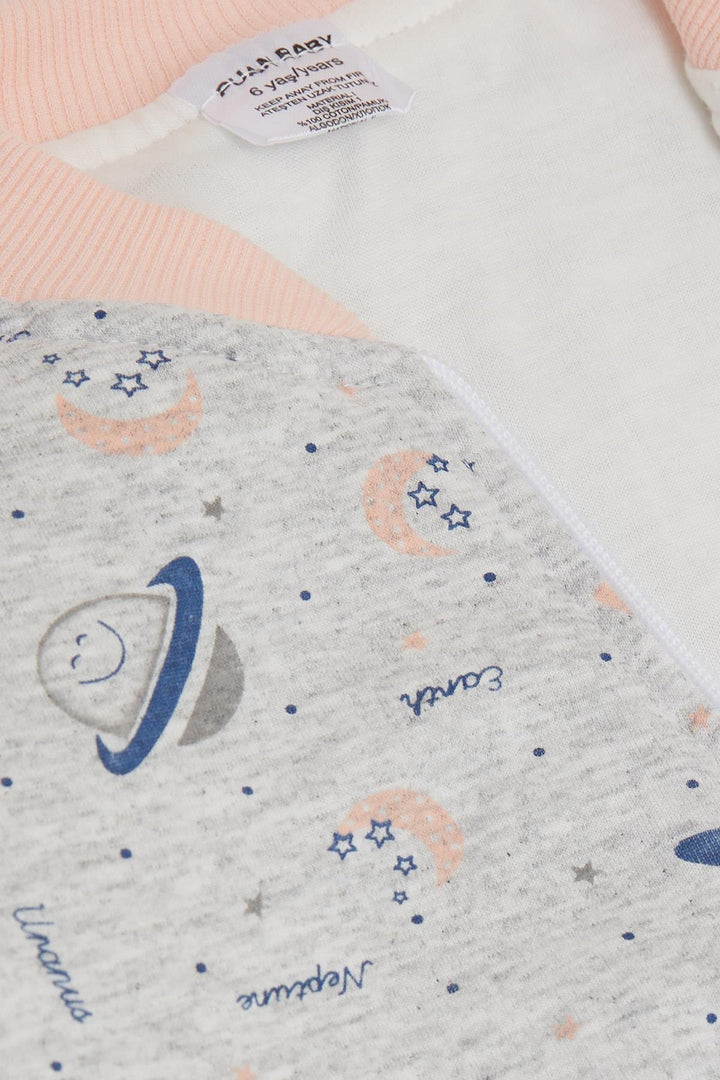 BRE Score Baby Girl Sleeping Bag Space Themed 4-6 Years, Grey Melange - Longmont