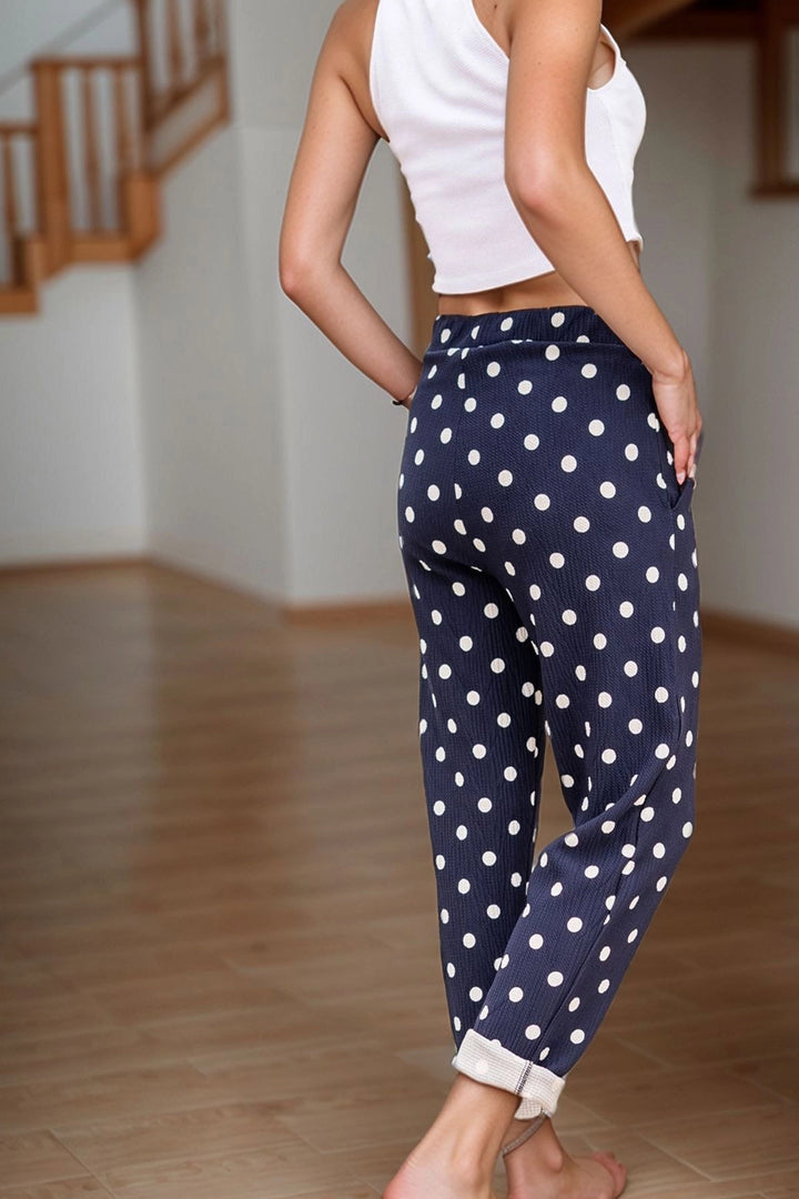 Dotted Elastic Waistband Pocketed Pants BCBSK-25700-3273 - Bowie