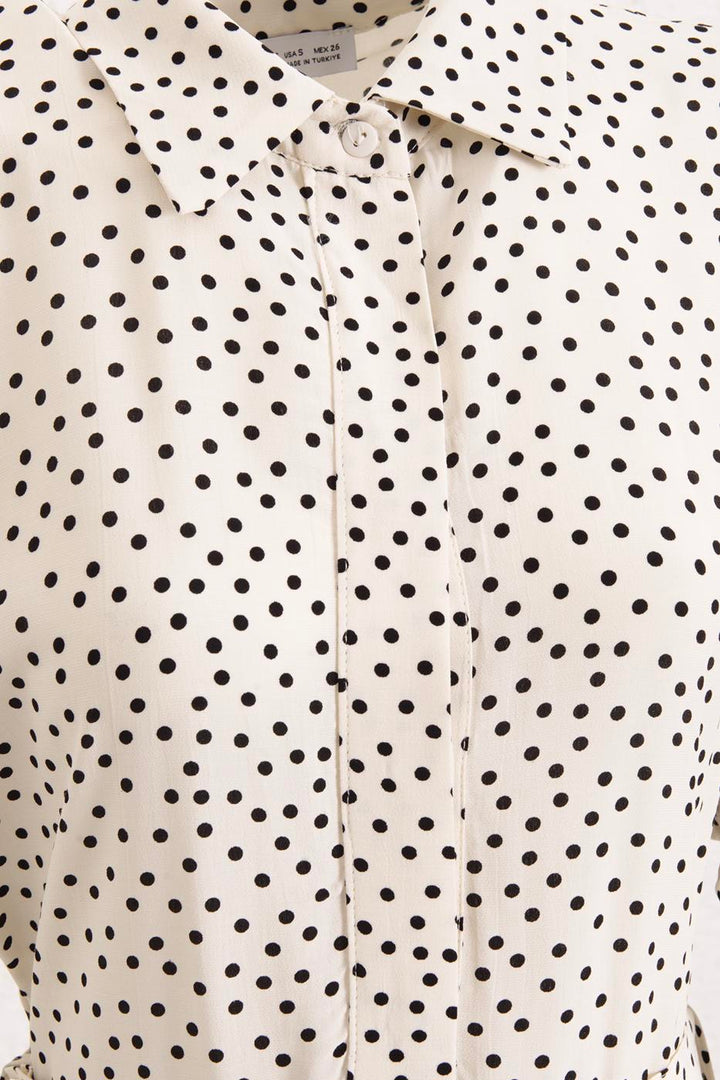 BSL Women Polka Dot Cotton Pleated Midi Dress - Surprise