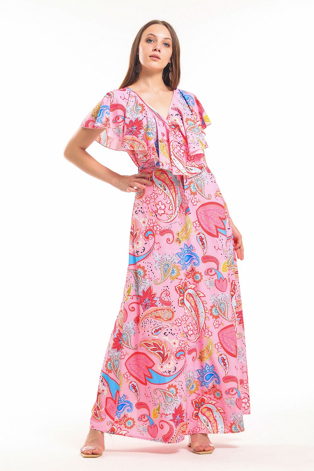 SNS Sense Powder Dress - Wrap Floral Ruffle Crepe Dress - Wilhelmshaven