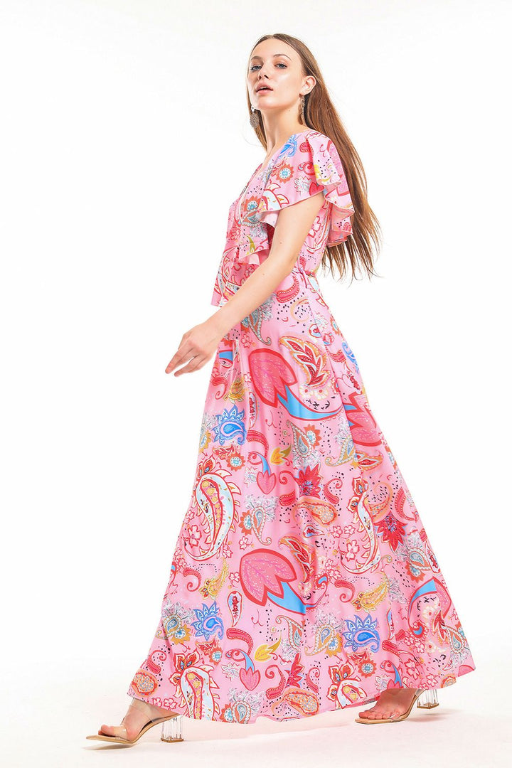 SNS Sense Powder Dress - Wrap Floral Ruffle Crepe Dress - Wilhelmshaven
