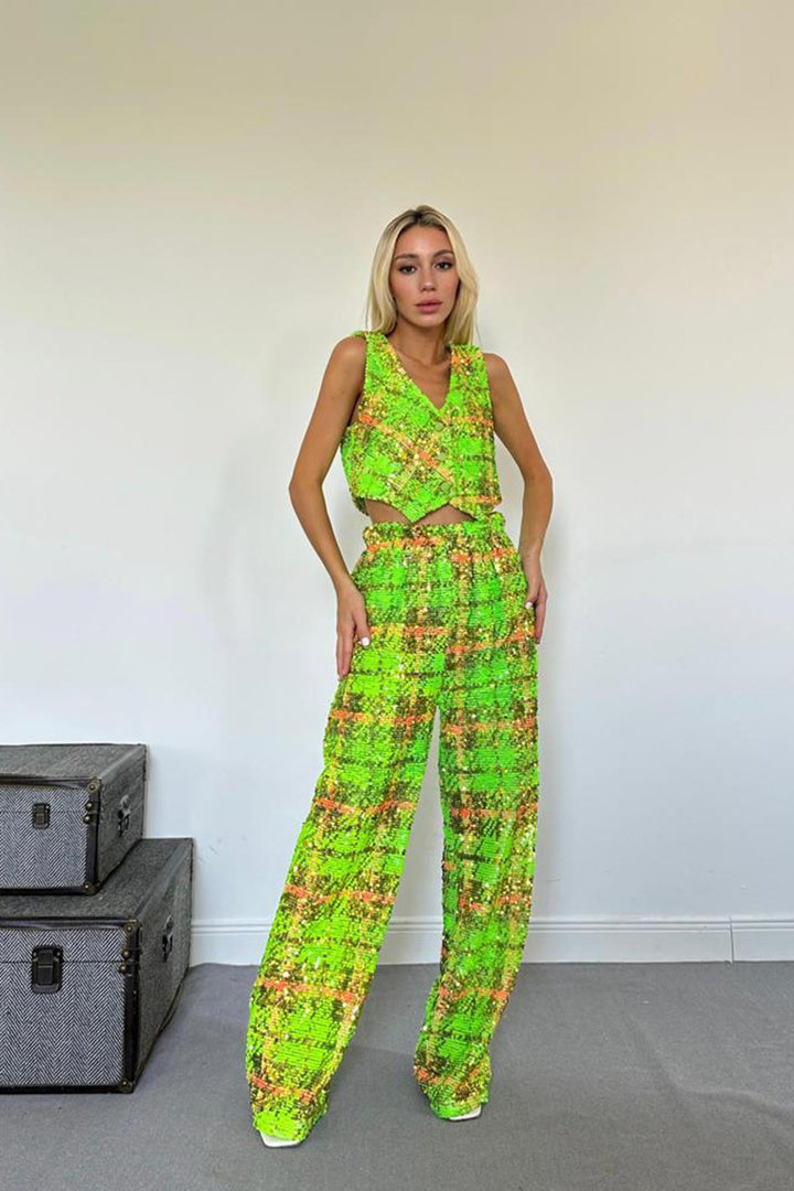 ELS Sequin Jacket and Pants Set - Green - Mackay