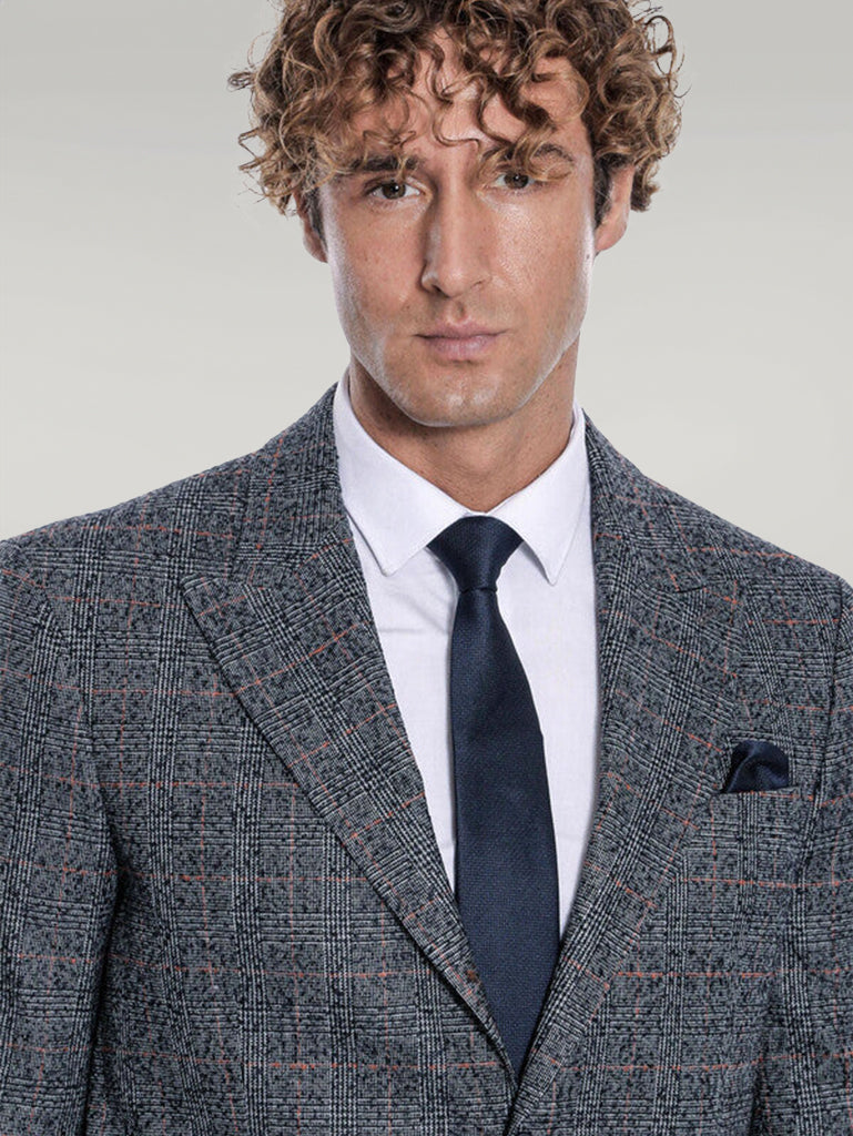 WSS Checked Navy Blue Men Blazer  - Singen