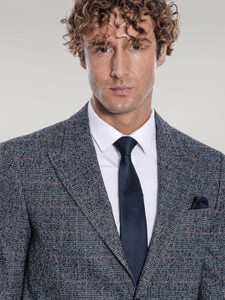 WSS Checked Navy Blue Men Blazer  - Singen