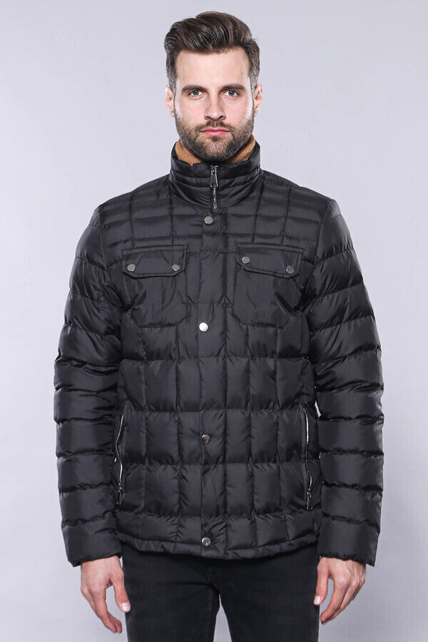 WSS Quilted Black Men Winter Coat  - St. Petersburg